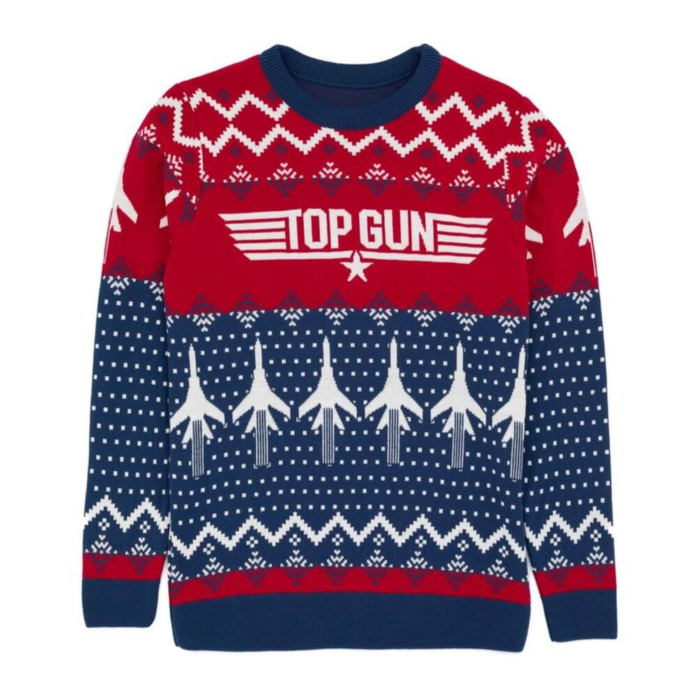 Top Gun Mens Knitted Christmas Sweater / Blue/Red